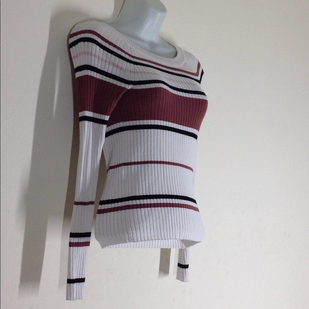 Express Color Block Stripe Brown/Cream/Black Sweat - image 6
